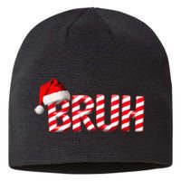 Bruh Christmas Candy Cane Funny Xmas Bruh Gift Sustainable Beanie