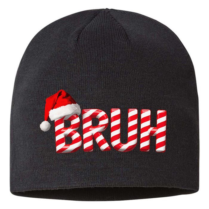 Bruh Christmas Candy Cane Funny Xmas Bruh Gift Sustainable Beanie