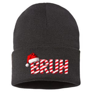 Bruh Christmas Candy Cane Funny Xmas Bruh Gift Sustainable Knit Beanie