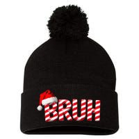 Bruh Christmas Candy Cane Funny Xmas Bruh Gift Pom Pom 12in Knit Beanie