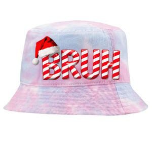 Bruh Christmas Candy Cane Funny Xmas Bruh Gift Tie-Dyed Bucket Hat