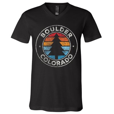 Boulder Colorado Co Vintage Retro 70s V-Neck T-Shirt