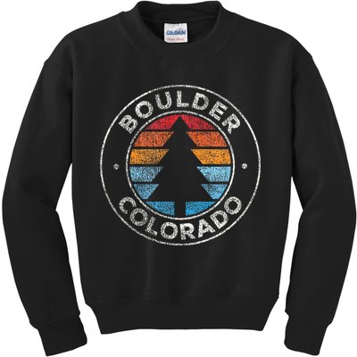 Boulder Colorado Co Vintage Retro 70s Kids Sweatshirt