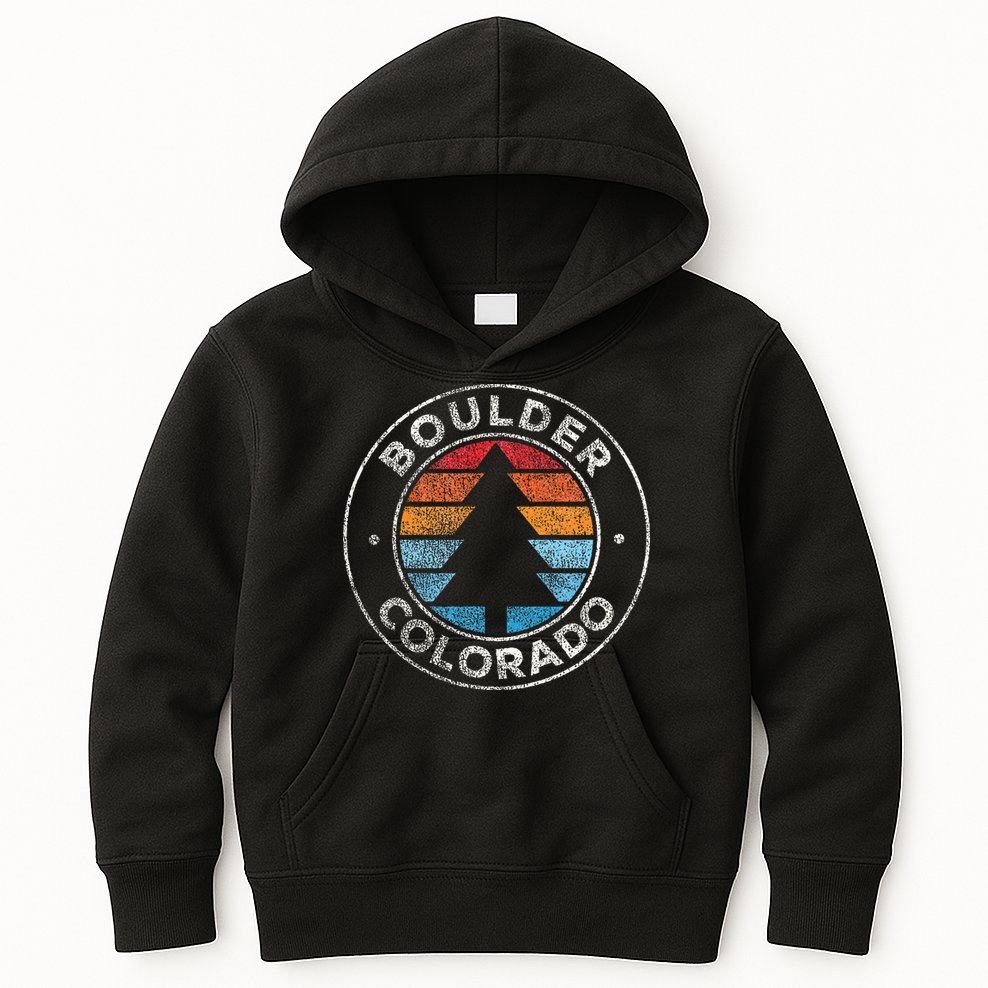Boulder Colorado Co Vintage Retro 70s Kids Hoodie