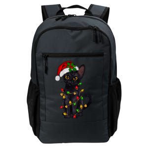 Black Cat Christmas Tree Lights Funny Santa Kitten Led Light Gift Daily Commute Backpack