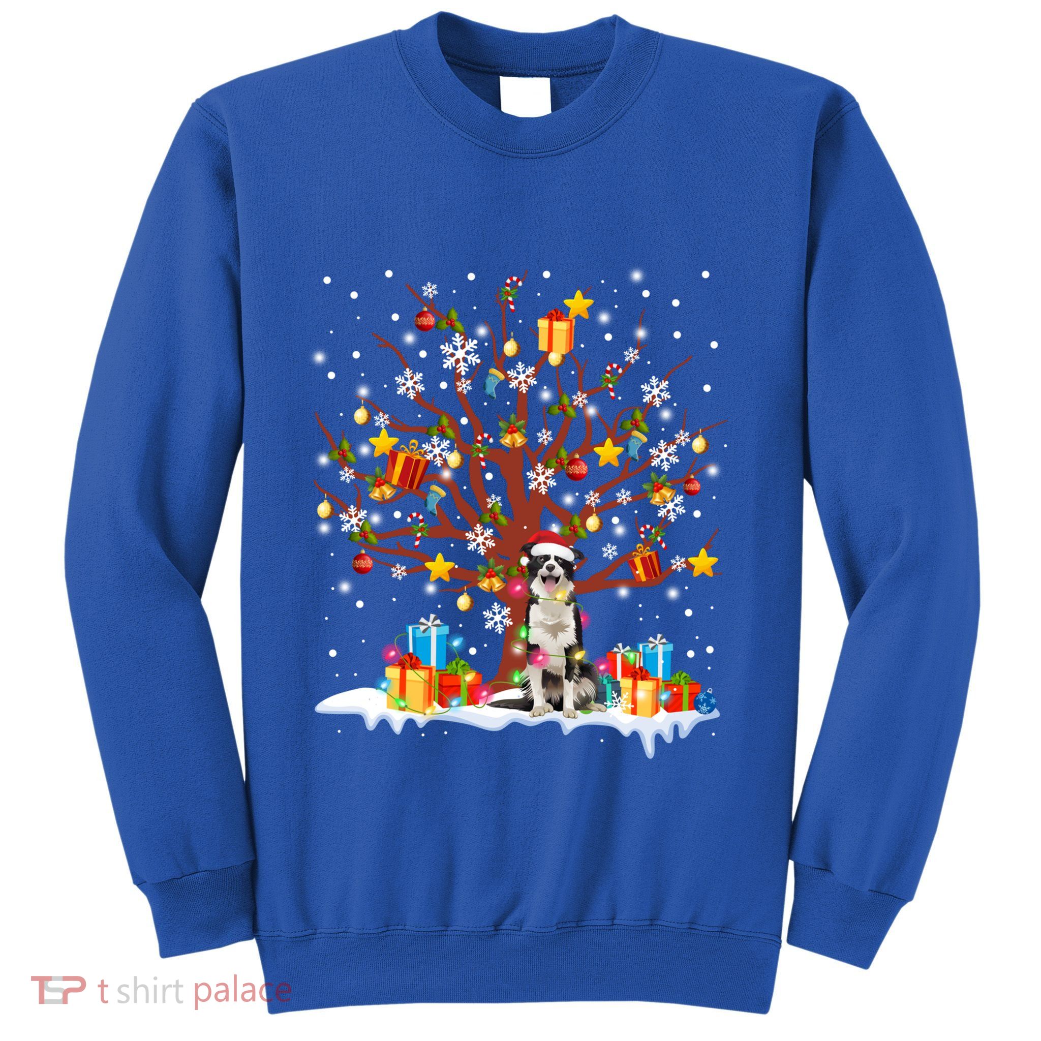 Border Collie Christmas Tree Lights Ornat Decor Gift Sweatshirt