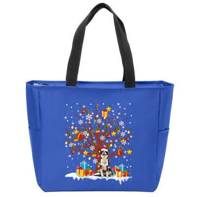 Border Collie Christmas Tree Lights Ornat Decor Gift Zip Tote Bag