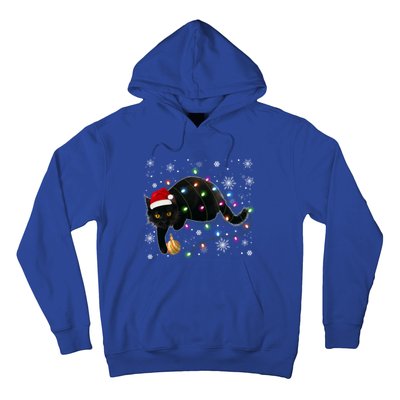 Black Cat Christmas Tree Lights Funny Santa Kitten Led Light Great Gift Hoodie