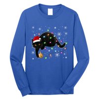 Black Cat Christmas Tree Lights Funny Santa Kitten Led Light Great Gift Long Sleeve Shirt