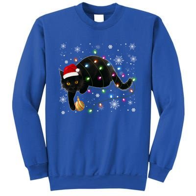 Black Cat Christmas Tree Lights Funny Santa Kitten Led Light Great Gift Sweatshirt