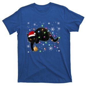 Black Cat Christmas Tree Lights Funny Santa Kitten Led Light Great Gift T-Shirt