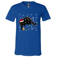 Black Cat Christmas Tree Lights Funny Santa Kitten Led Light Great Gift V-Neck T-Shirt