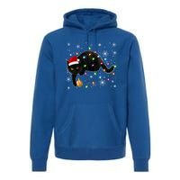 Black Cat Christmas Tree Lights Funny Santa Kitten Led Light Great Gift Premium Hoodie