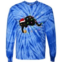 Black Cat Christmas Tree Lights Funny Santa Kitten Led Light Great Gift Tie-Dye Long Sleeve Shirt