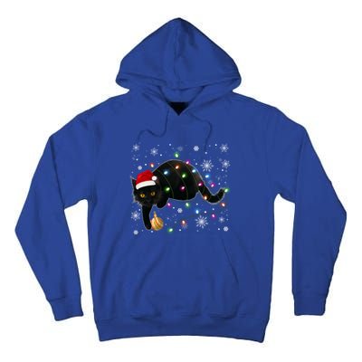 Black Cat Christmas Tree Lights Funny Santa Kitten Led Light Great Gift Tall Hoodie