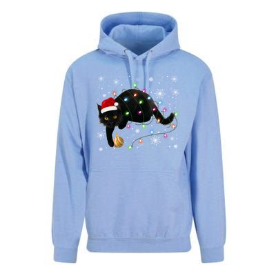 Black Cat Christmas Tree Lights Funny Santa Kitten Led Light Great Gift Unisex Surf Hoodie