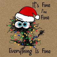 Black Cat Christmas It's Fine I'm Fine Everything Is Fine Cotton Canvas Backpack