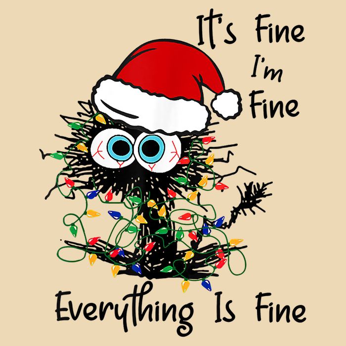 Black Cat Christmas It's Fine I'm Fine Everything Is Fine Bag