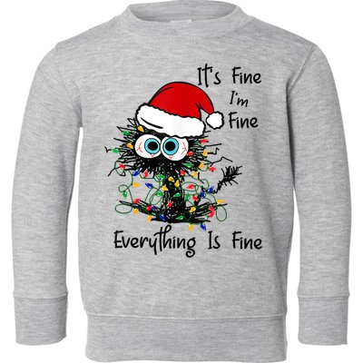 Black Cat Christmas It's Fine I'm Fine Everything Is Fine Toddler Sweatshirt