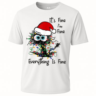 Black Cat Christmas It's Fine I'm Fine Everything Is Fine Performance Shirt