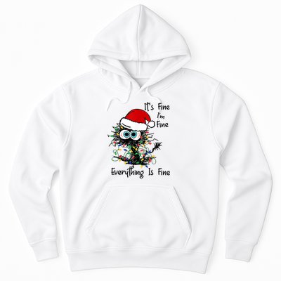 Black Cat Christmas It's Fine I'm Fine Everything Is Fine Hoodie