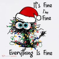 Black Cat Christmas It's Fine I'm Fine Everything Is Fine Tall T-Shirt