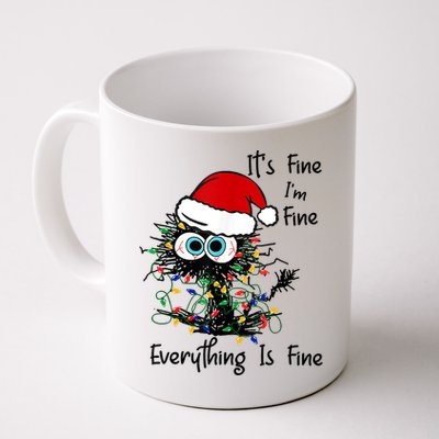 Black Cat Christmas It's Fine I'm Fine Everything Is Fine Mug