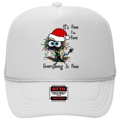 Black Cat Christmas It's Fine I'm Fine Everything Is Fine Trucker Hat