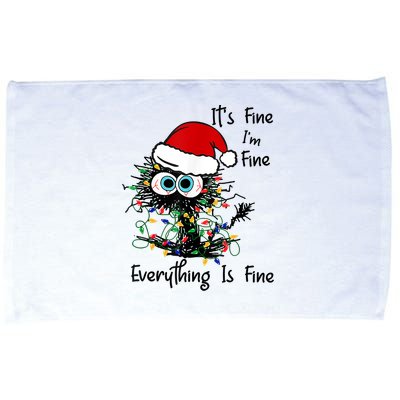 Black Cat Christmas It's Fine I'm Fine Everything Is Fine Microfiber Hand Towel
