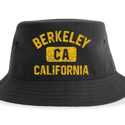 Berkeley CA California Gym Style Distressed Amber Print Sustainable Bucket Hat