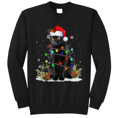 Black Cat Christmas Santa Hat Funny Meowy Cats Sweatshirt