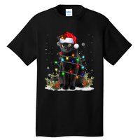 Black Cat Christmas Santa Hat Funny Meowy Cats Tall T-Shirt