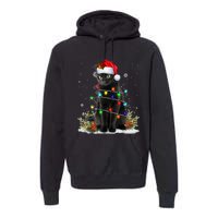 Black Cat Christmas Santa Hat Funny Meowy Cats Premium Hoodie