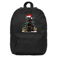 Black Cat Christmas Santa Hat Funny Meowy Cats 16 in Basic Backpack