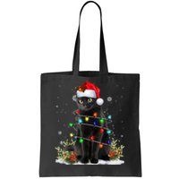 Black Cat Christmas Santa Hat Funny Meowy Cats Tote Bag