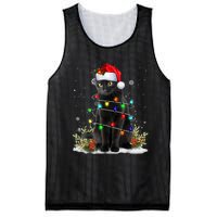 Black Cat Christmas Santa Hat Funny Meowy Cats Mesh Reversible Basketball Jersey Tank