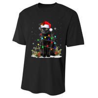 Black Cat Christmas Santa Hat Funny Meowy Cats Performance Sprint T-Shirt