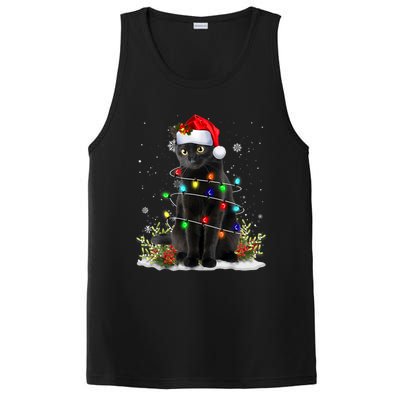 Black Cat Christmas Santa Hat Funny Meowy Cats PosiCharge Competitor Tank