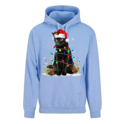 Black Cat Christmas Santa Hat Funny Meowy Cats Unisex Surf Hoodie