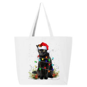 Black Cat Christmas Santa Hat Funny Meowy Cats 25L Jumbo Tote