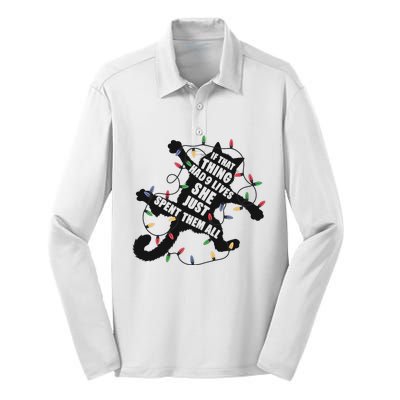 Black Cat Christmas Vacation Gifts Cat Mom Cat Dad Cat Lover Silk Touch Performance Long Sleeve Polo