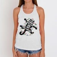 Black Cat Christmas Vacation Gifts Cat Mom Cat Dad Cat Lover Women's Knotted Racerback Tank