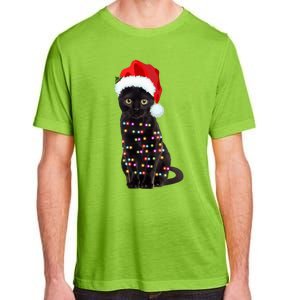 Black Cat Christmas Lights Cat Lover Christmas Gift Adult ChromaSoft Performance T-Shirt