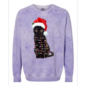 Black Cat Christmas Lights Cat Lover Christmas Gift Colorblast Crewneck Sweatshirt