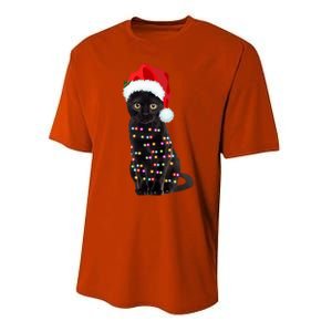 Black Cat Christmas Lights Cat Lover Christmas Gift Performance Sprint T-Shirt