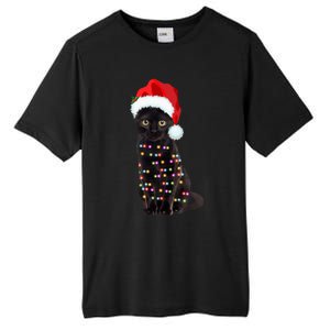 Black Cat Christmas Lights Cat Lover Christmas Gift Tall Fusion ChromaSoft Performance T-Shirt