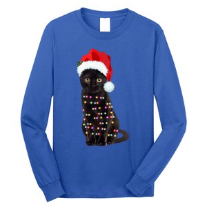 Black Cat Christmas Lights Cat Lover Christmas Gift Long Sleeve Shirt