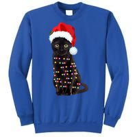 Black Cat Christmas Lights Cat Lover Christmas Gift Sweatshirt