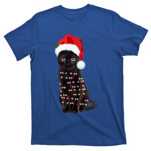 Black Cat Christmas Lights Cat Lover Christmas Gift T-Shirt