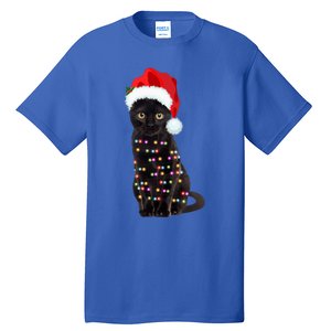 Black Cat Christmas Lights Cat Lover Christmas Gift Tall T-Shirt